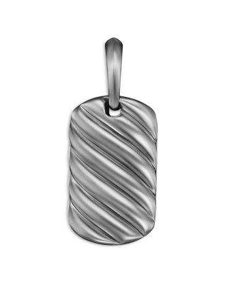 Men's Sculpted Cable Tag in Sterling Silver, 21mm
