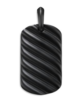 Men's Sculpted Cable Tag in Black Titanium, 35mm