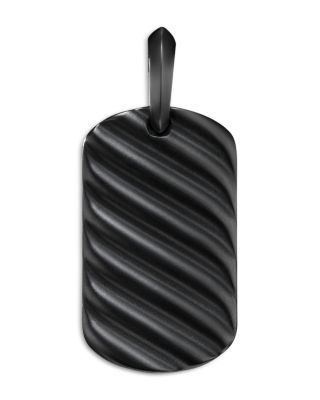 Men's Sculpted Cable Tag in Black Titanium, 27mm