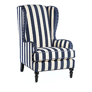 Shop Mackenzie-childs Marquee Wing Chair In Navy