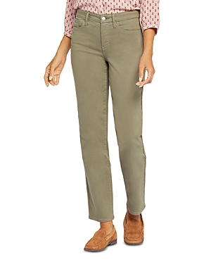 Nydj Relaxed Slender Womens Pocket Denim Straight Leg Jeans In Avocado