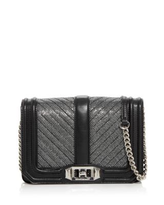 Rebecca Minkoff Women's Chevron Quilted Small Love Crossbody Bag – Leather Handbag With Chain Strap