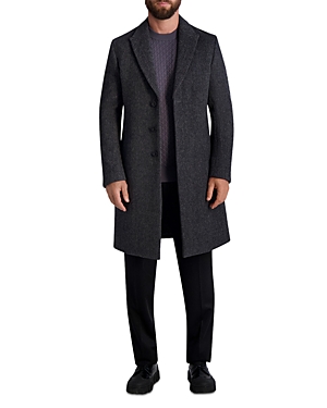 Karl Lagerfeld Regular Fit Top Coat In Charcoal