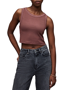 Allsaints Rina Rib Crop Tank In Pink Mauve