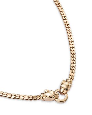 14K Yellow Gold Emerald Eye Panther Collar Necklace, 17"