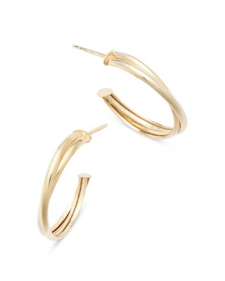 Alberto Amati 14K Yellow Gold Twist Style Medium Hoop Earrings