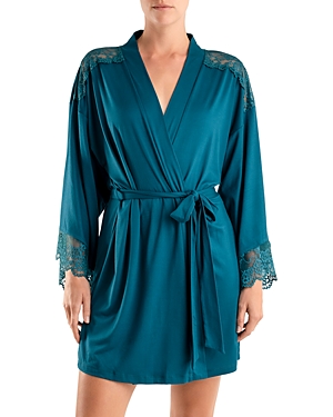 In Bloom by Jonquil Aegean Sea Lace Trim Wrap Robe