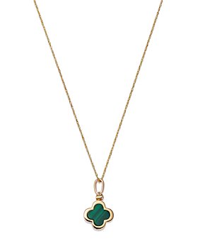 Bloomingdale's - Malachite & Diamond Reversible Clover Pendant Necklace in 14K Yellow Gold, 18"