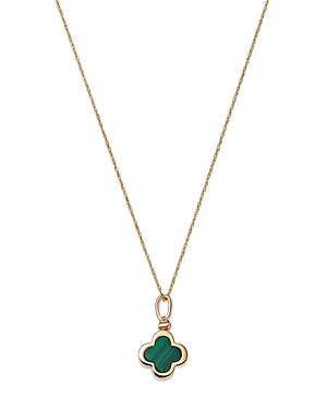 Bloomingdale's Malachite & Diamond Reversible Clover Pendant Necklace in 14K Yellow Gold, 18