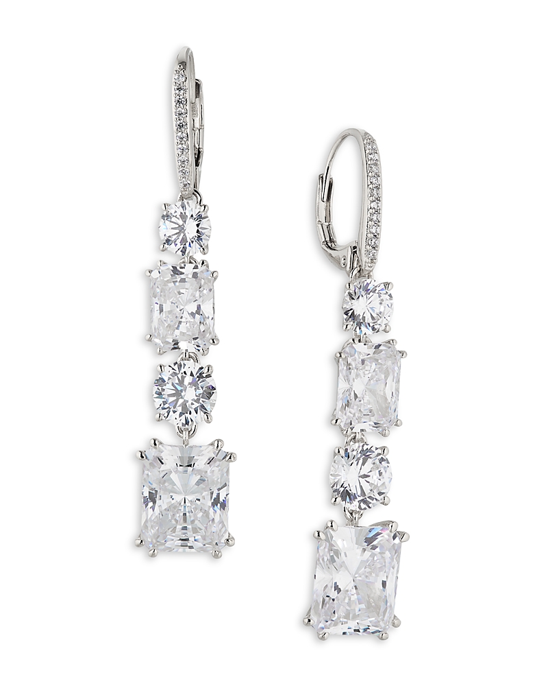 Nadri A La Carte Graduated Multi Drop Earrings In Rhodium Plated Or 18k Gold Plated In Silver