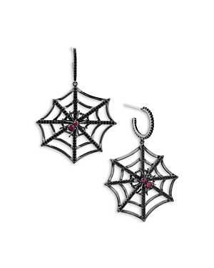 Nadri Ajoa By  Spooky Spider Web Drop Earrings In Metallic