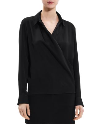 Theory: Black Crossover Blouse outlet