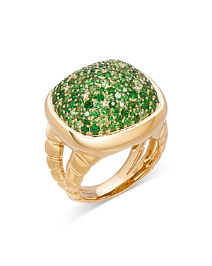 Shop Marina B 18k Yellow Gold Tigella Tsavorite Garnet Pave Ring In Green/gold