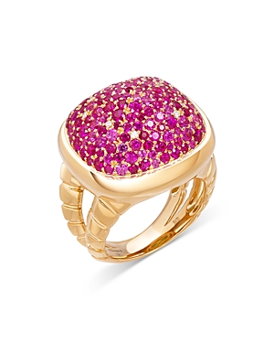 Marina B 18k Yellow Gold Tigella Ruby Pave Ring In Pink/gold