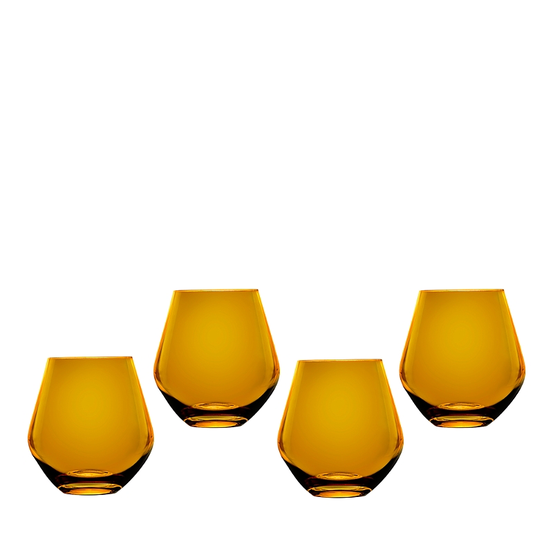 Godinger Meridian Stemless Wine Glasses, Amber - Set Of 4 In Amber