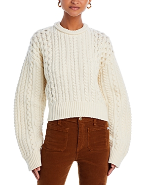 Re/Done Crewneck Cable Knit Sweater