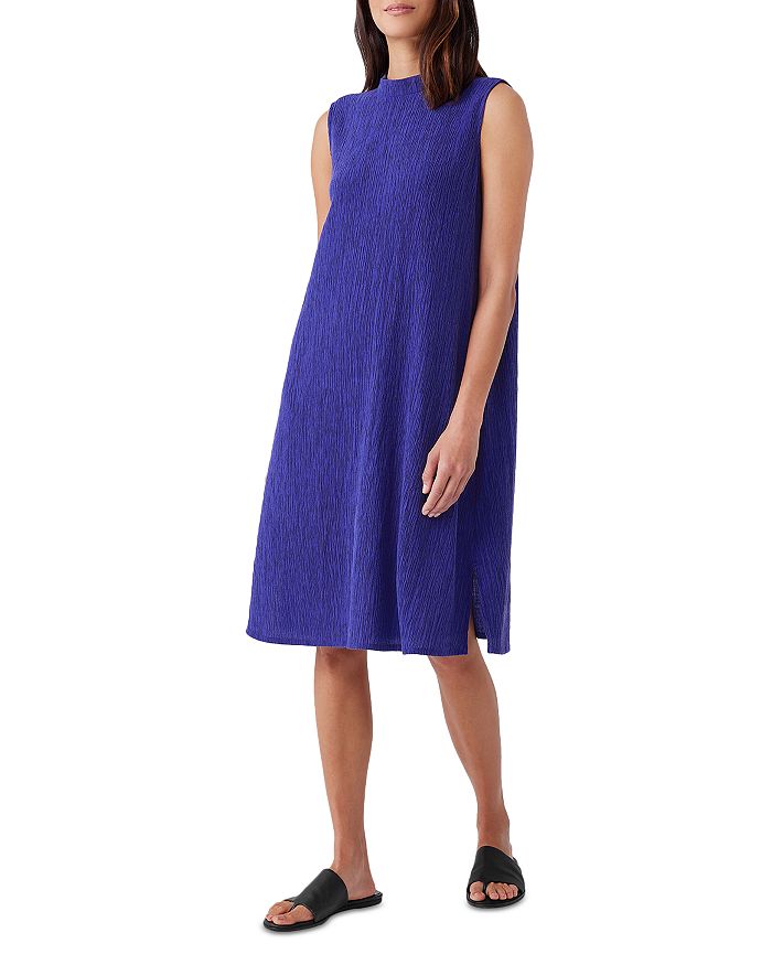 Eileen Fisher Sleeveless Mock Neck Crinkled Dress | Bloomingdale's