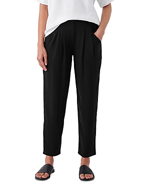 eileen fisher silk pleated tapered ankle pants