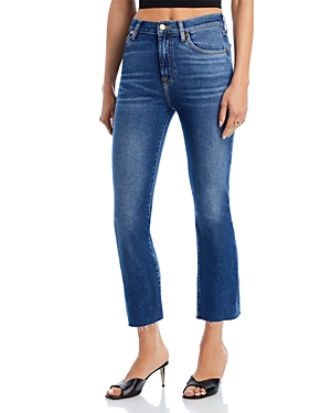 7 FOR ALL MANKIND HIGH RISE SLIM KICK ANKLE JEANS IN BLUE PRINT