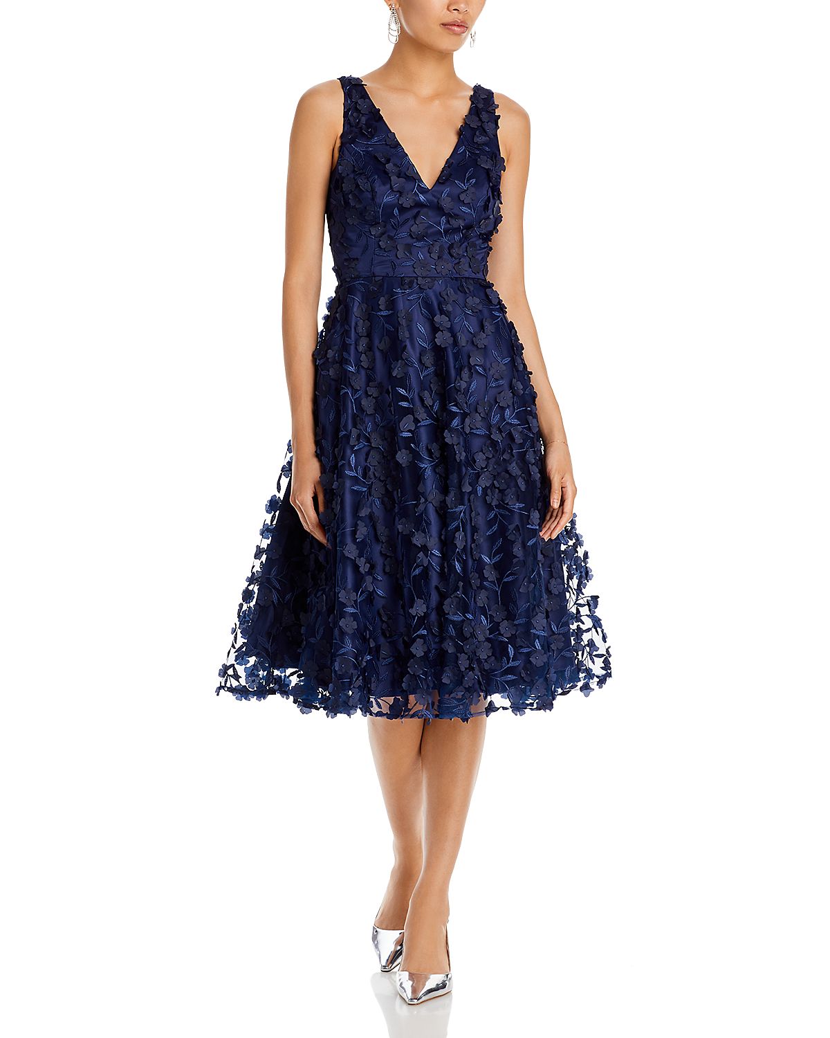 Eliza J V Neck Fit and Flare Dress