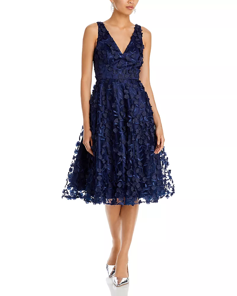 Eliza J V Neck Fit and Flare Dress