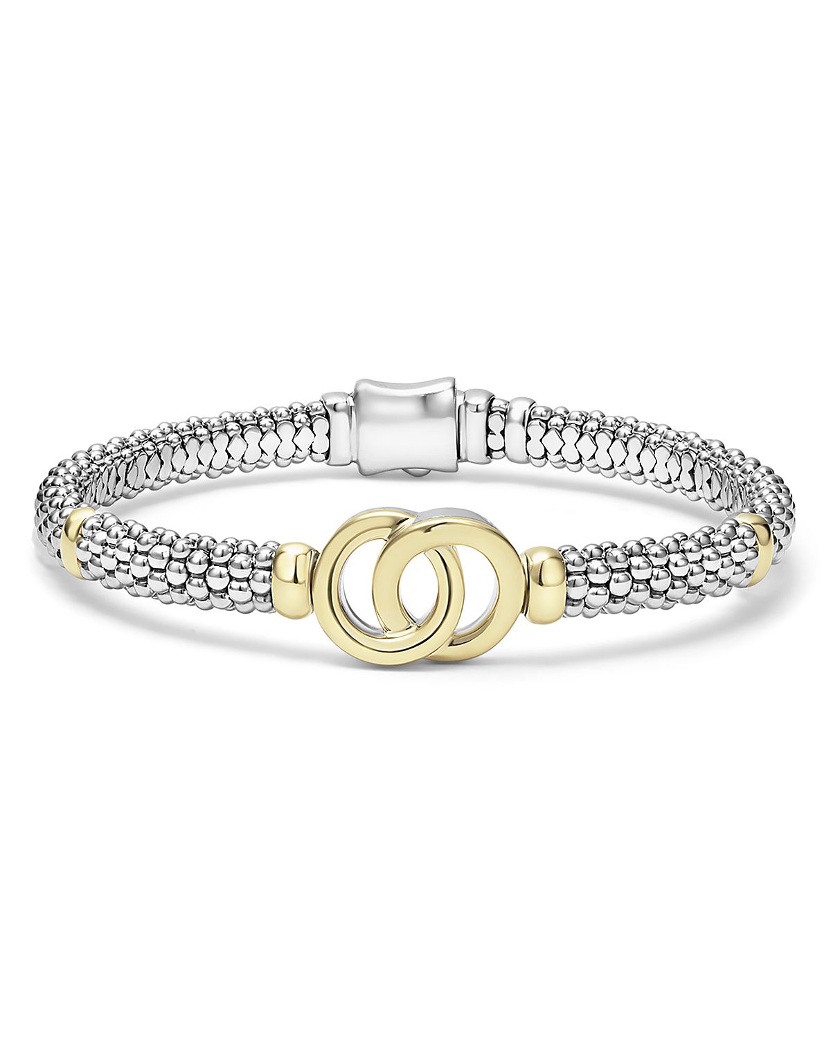 Lagos 18K Yellow Gold & Sterling Silver Signature Caviar Interlocking Circle Beaded Bracelet