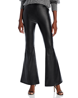 Bagatelle.nyc Faux Leather Flare Leg Pants In Black