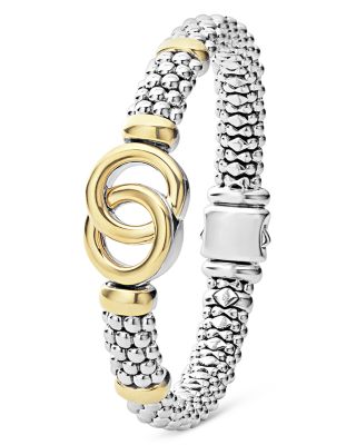 18K Yellow Gold & Sterling Silver Signature Caviar Interlocking Circle Beaded Bracelet