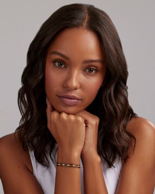 18K Yellow Gold Black Caviar Signature Ceramic Link Toggle Bracelet