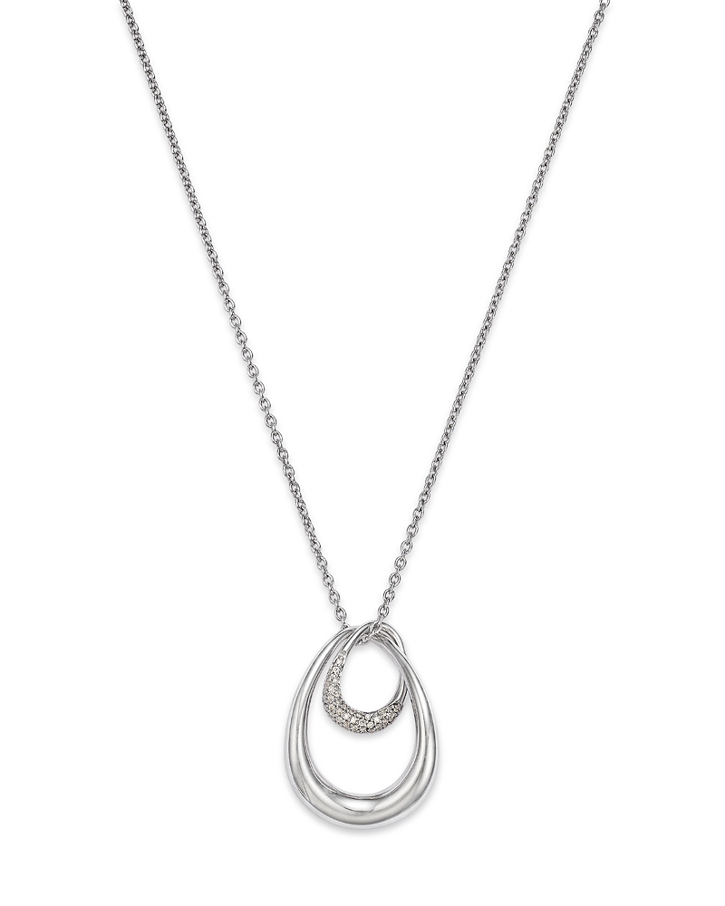 Georg Jensen Sterling Silver Offspring Pave Diamond Pendant Necklace, 17.72 In White/silver