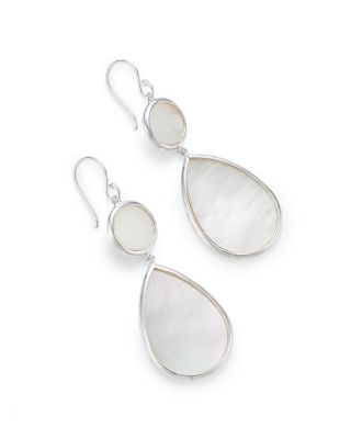 Sterling Silver Rock Candy Mother of Pearl Dot & Teardrop Drop Earrings