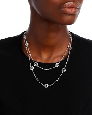 Sterling Silver Rock Candy Mini Lollipop Necklace in Clear Quartz, 37"