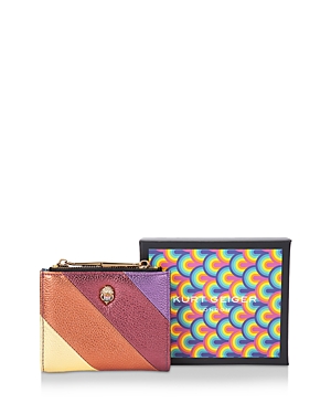 Kurt Geiger Multi Stripe Leather Wallet In Muted Multi