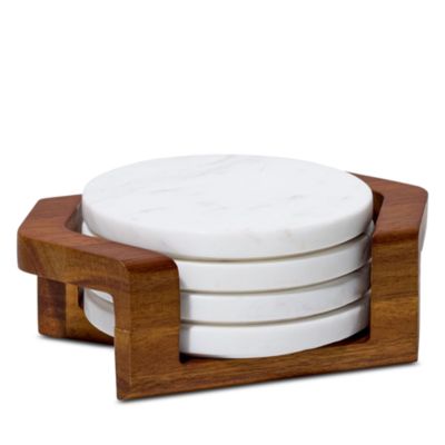 Set of 4 Chevron Coasters with Holder