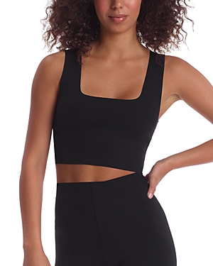 Shop Commando Neoprene Square Neck Crop Top In Black