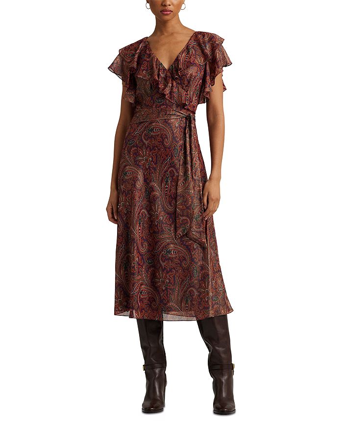 Ralph Lauren Ruffled Paisley Midi Dress | Bloomingdale's