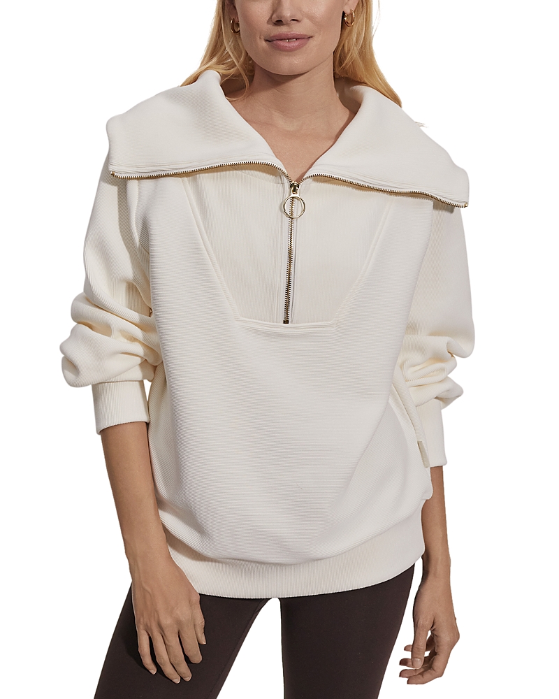 Varley Mentone Half-zip Knit Pullover In Egret In Ivory