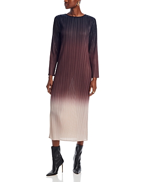 Misook Ombre Pleated Knit Midi Dress
