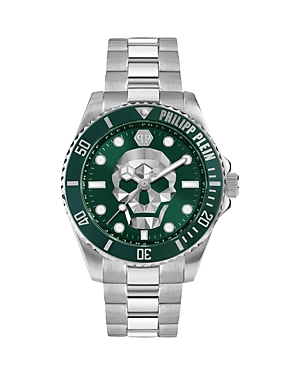 Shop Philipp Plein The $kull Diver Watch, 44mm In Green/silver