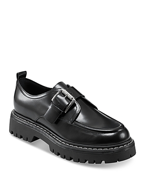Marc Fisher Ltd. Women's Tarla Almond Toe Buckled Platform Loafers In Black