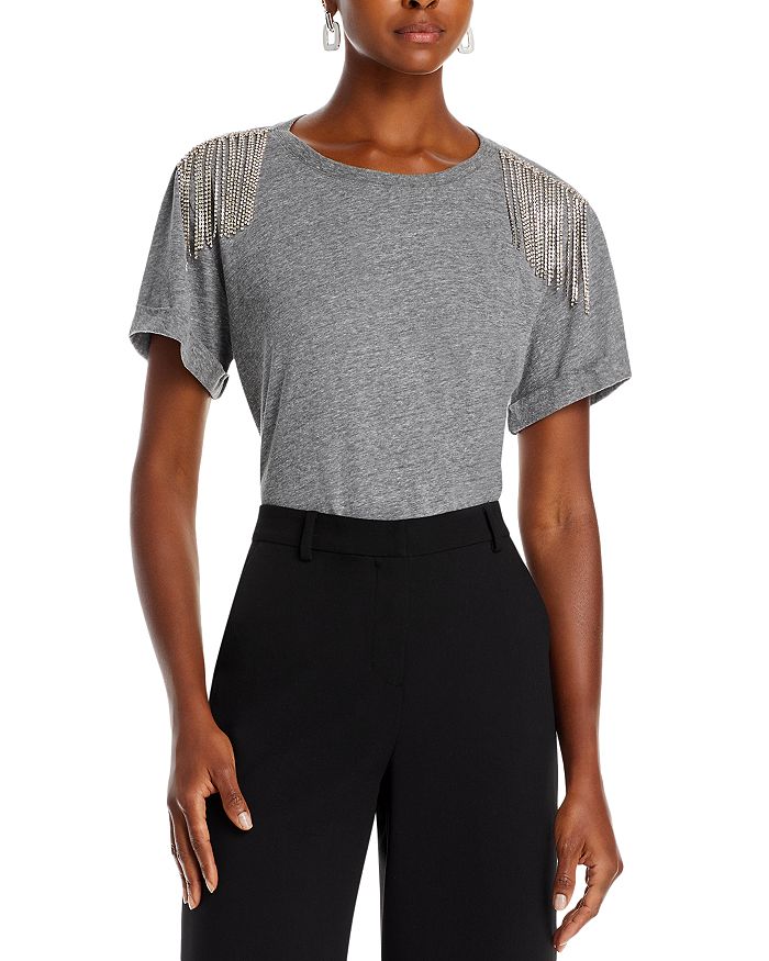 Rhinestone Bonjour Shrunken Tee Black/Clear - Cinq à Sept
