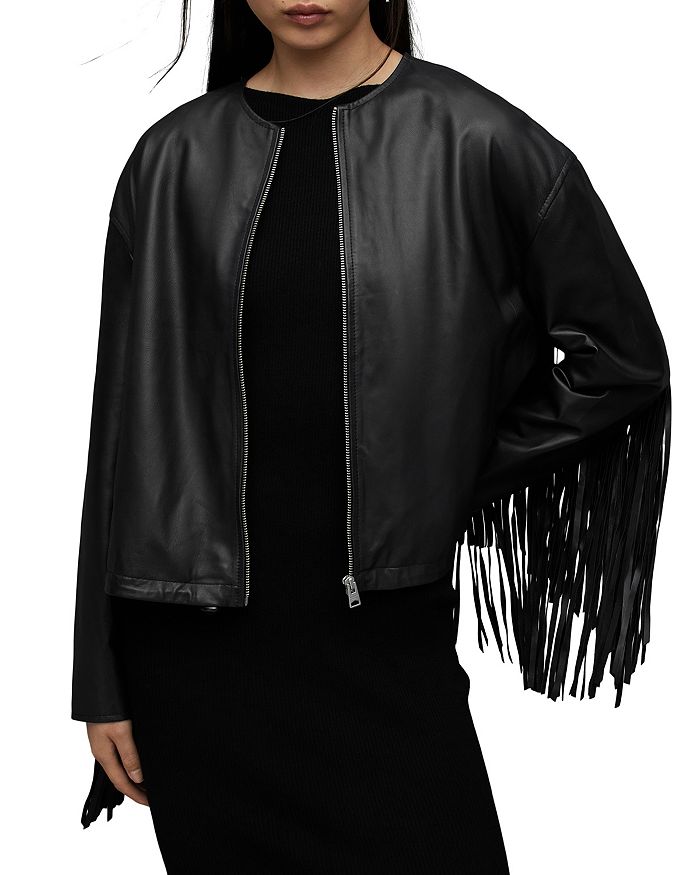Fringe bomber cheap jacket