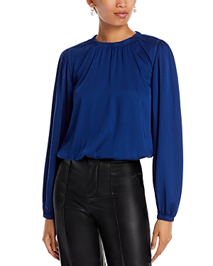 Bella Dahl Shirred Satin Bubble Top In Midnight C