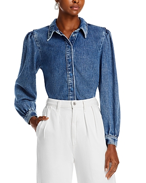 Shop 7 For All Mankind Puff Sleeve Shirt In Daylily