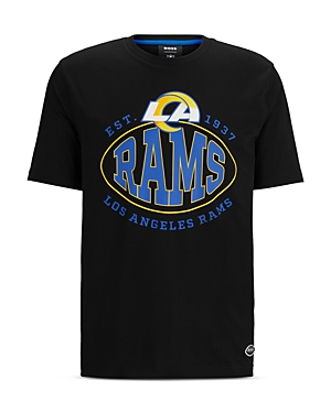 Shop Hugo Boss Nfl Los Angeles Rams Cotton Blend Graphic Tee In Black