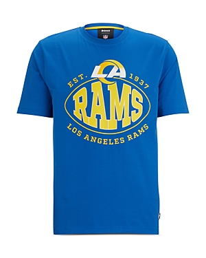 Shop Hugo Boss Nfl Los Angeles Rams Cotton Blend Graphic Tee In Bright Blue