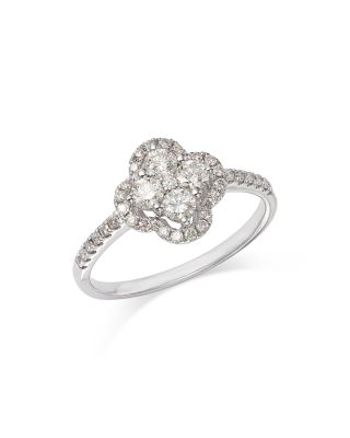 Diamond Clover Ring in 14K White Gold, 0.60 tcw