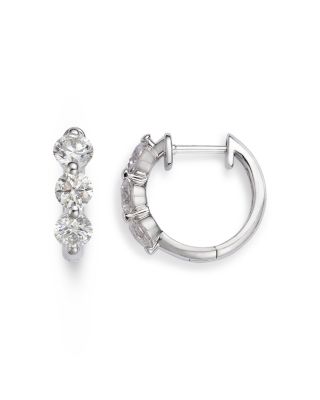 Diamond Hoop Earrings in 14K White Gold, 1.50 tcw