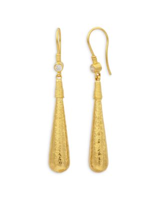 Gurhan 18 & 24K Yellow Gold Spell Diamond Hammered Drop Earrings