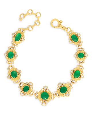 Gurhan 22K &amp; 24K Yellow Gold Muse Emerald &amp; Diamond Link Bracelet